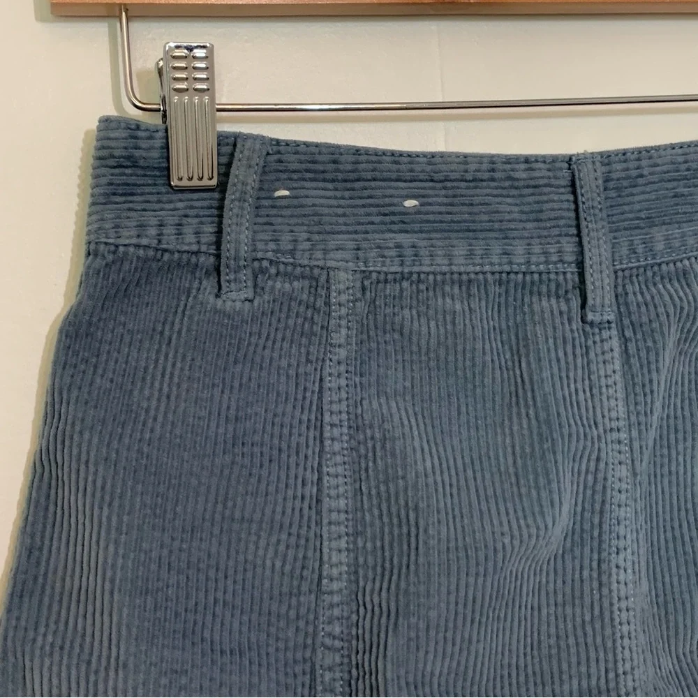 American Eagle High Waist A-line Corduroy Mini Skirt Size 2 Blue Clueless Preppy
